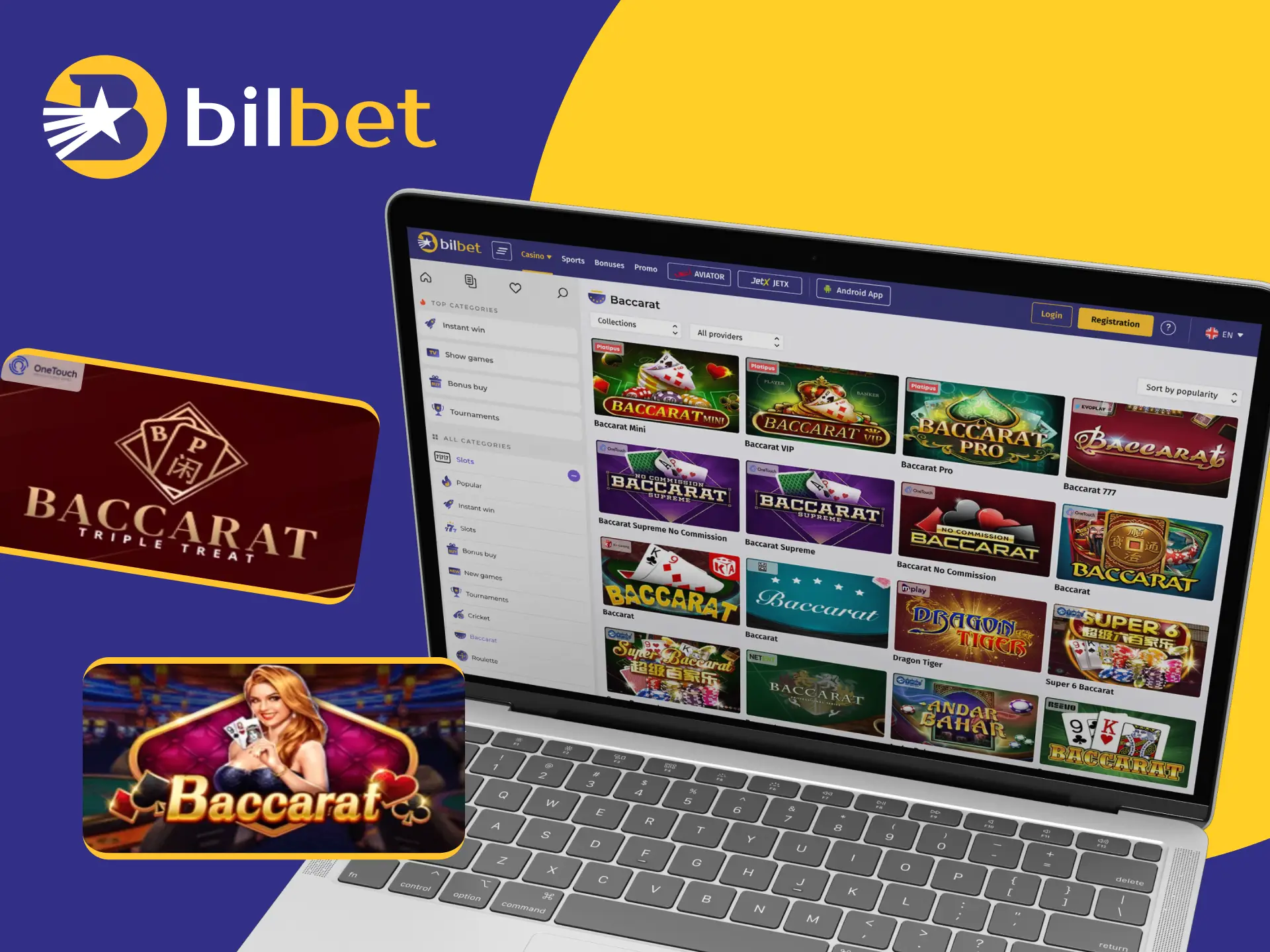 Play Baccarat and win at Bilbet online casino.