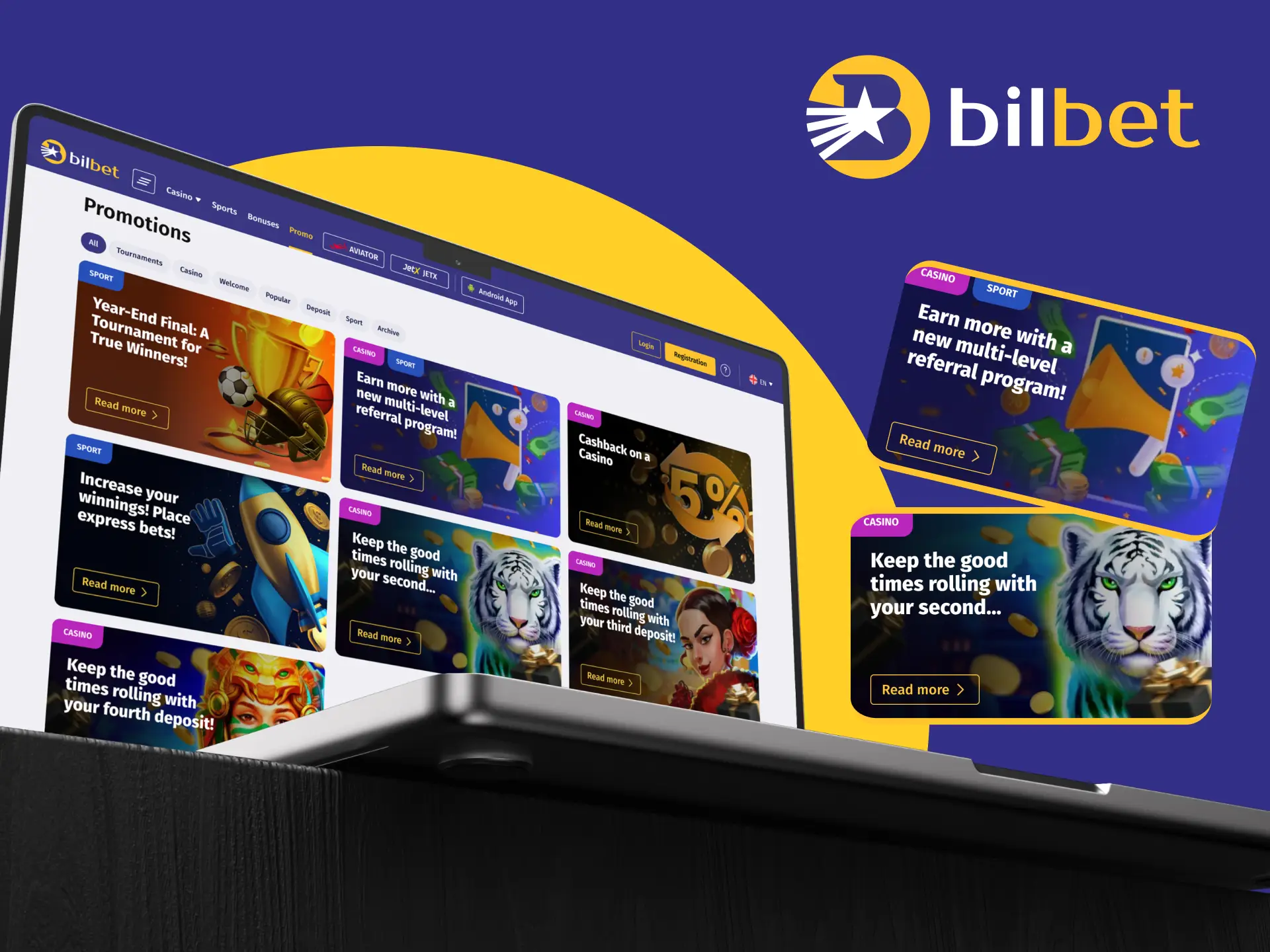 Claim your bonuses at Bilbet online casino.