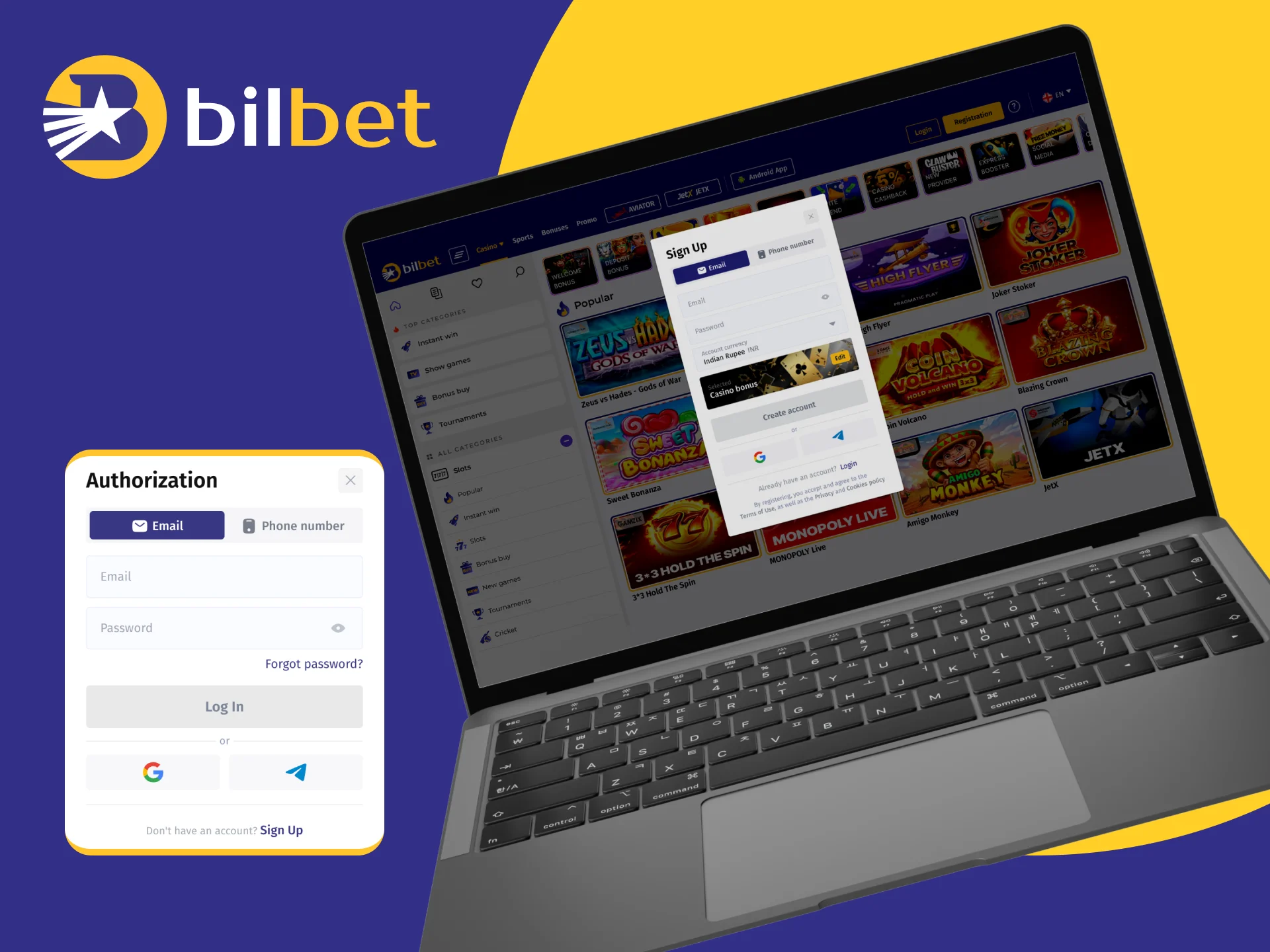 We have prepared step-by-step instructions for you on how to create a new account at the Bilbet online casino.