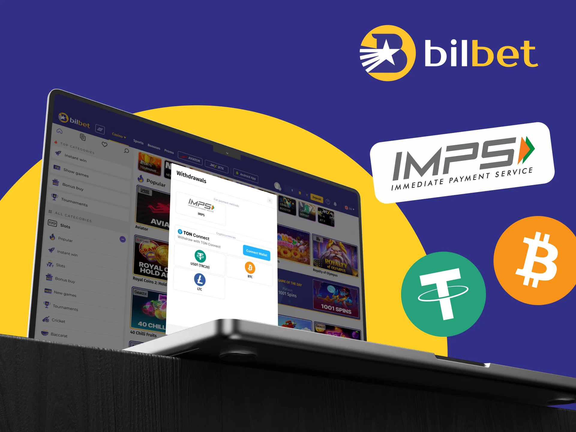 There are two ways to withdraw money on the Bilbet online casino website.