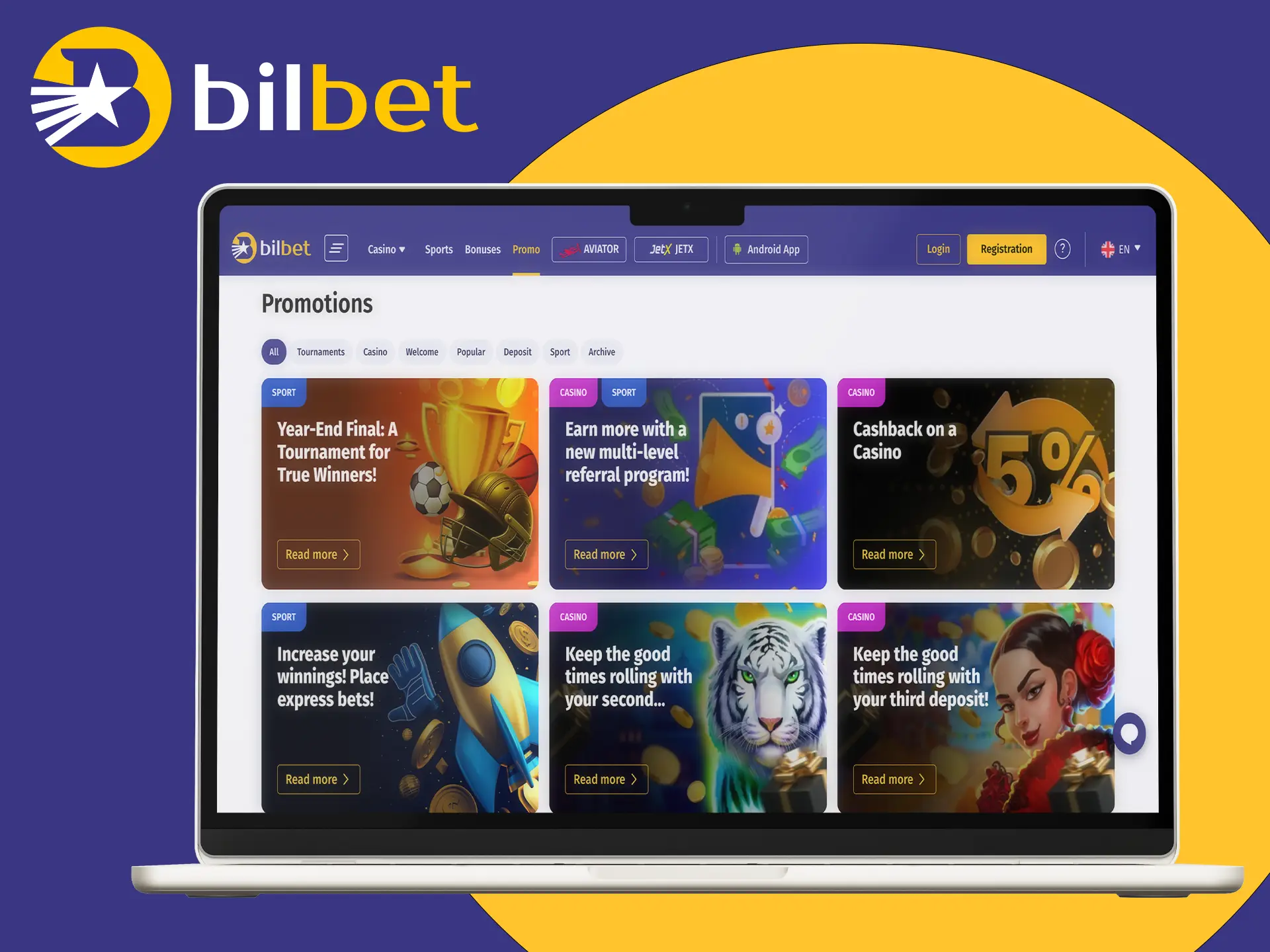 If you have made your first deposit you will be offered a unique offer from Bilbet.