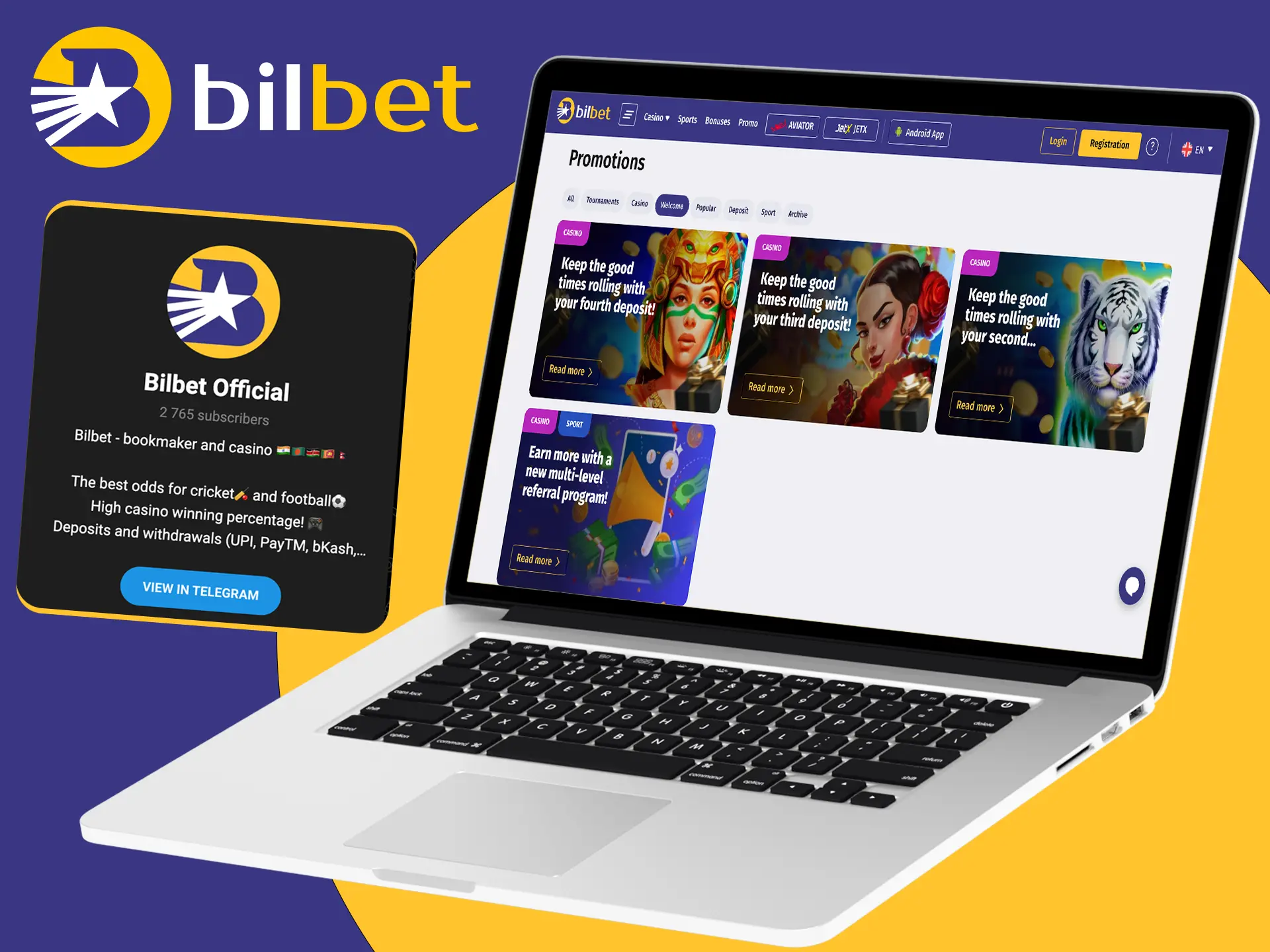 Find out about the latest news and promotions in the official Bilbet channels.