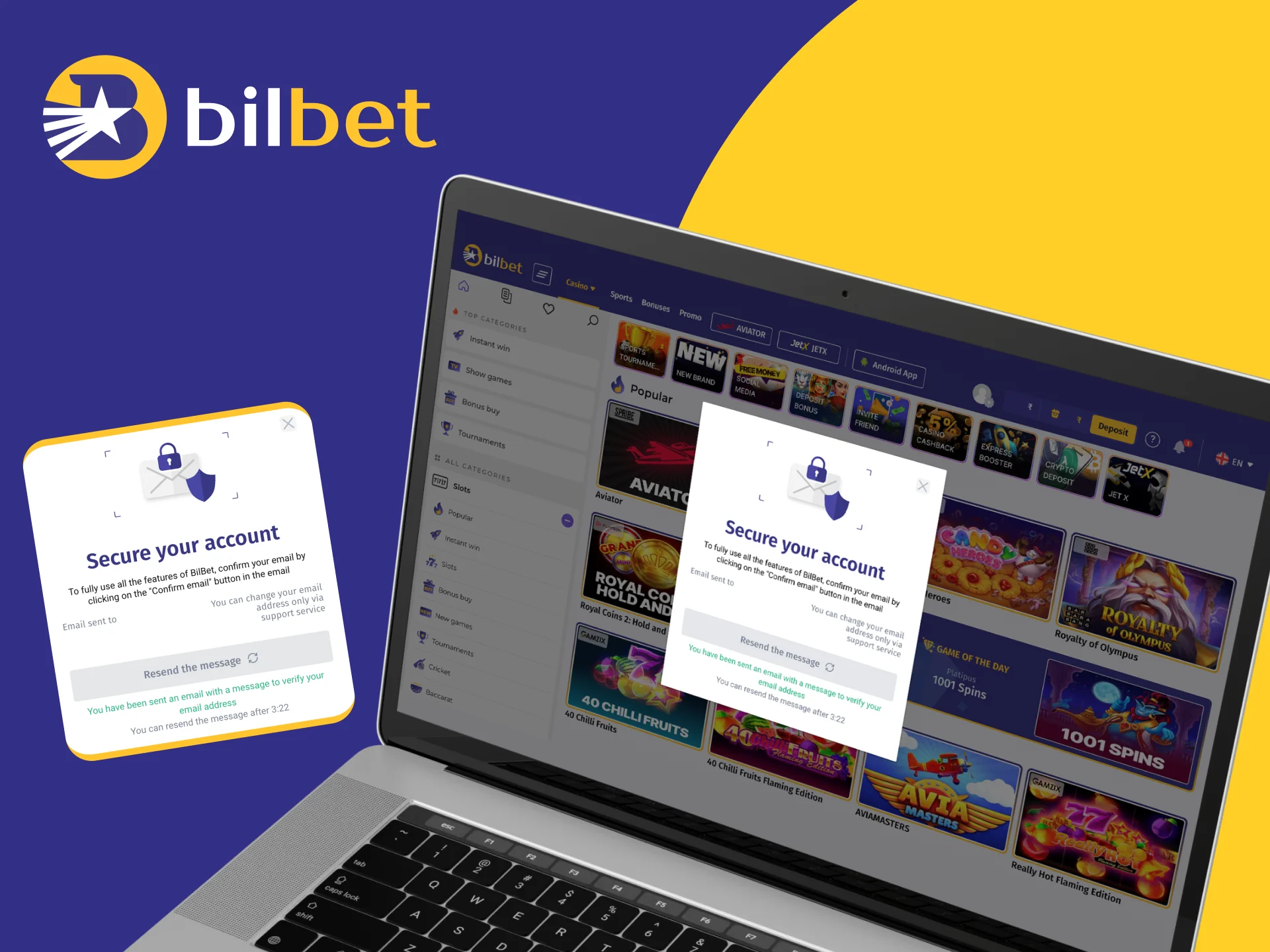After registering on the Bilbet online casino website, you need to go through verification.