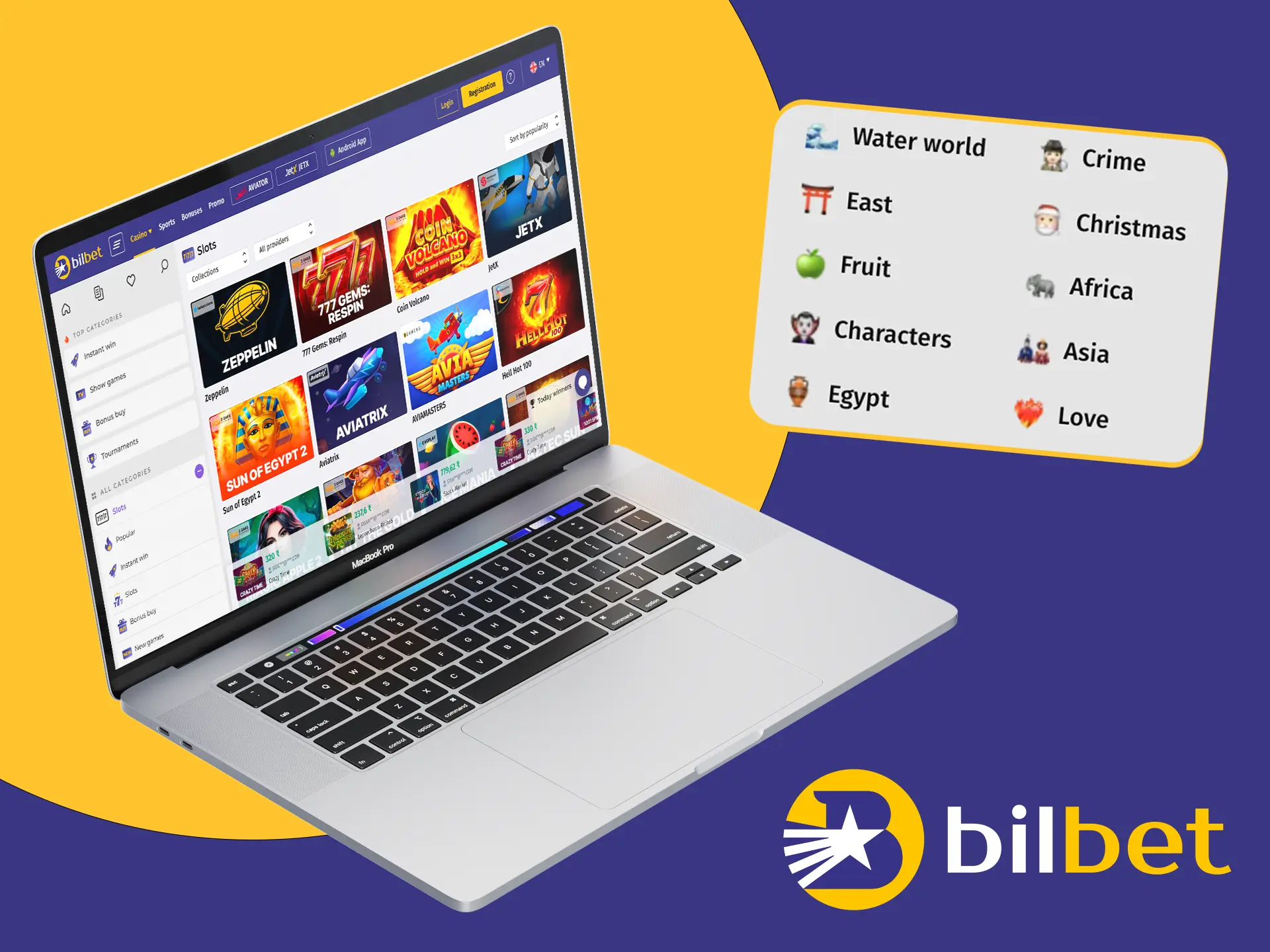 Thanks to filter, a player can quickly select the required game on the Bilbet website.
