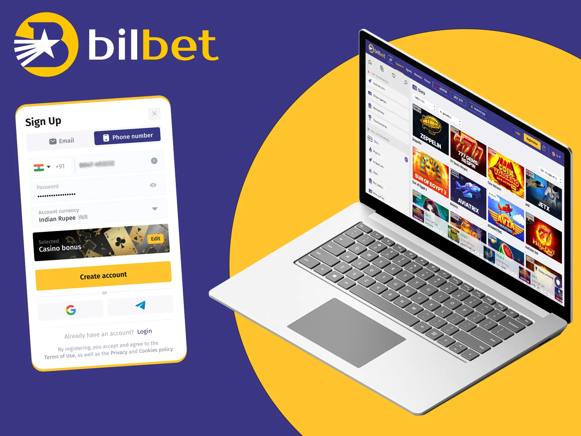 Thanks to our instruction, you'll quickly start playing slots from Bilbet.